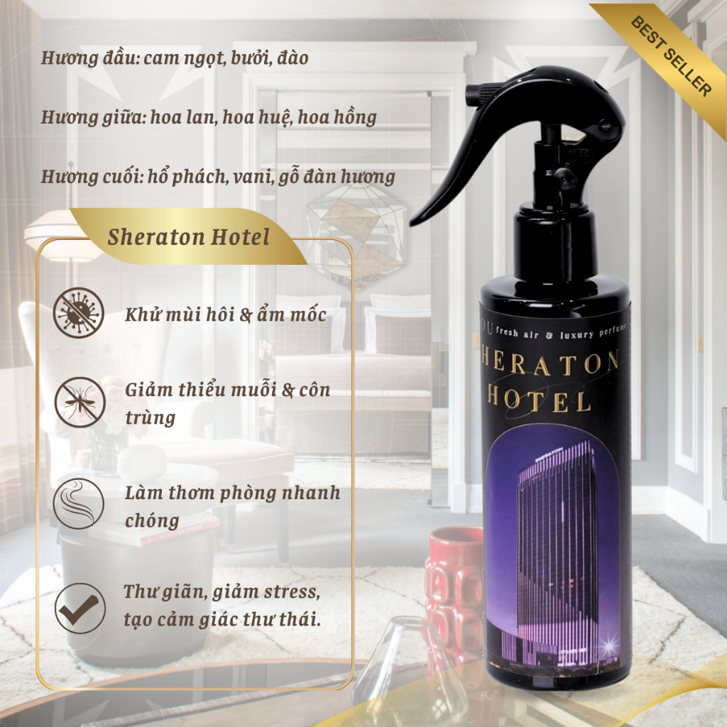 Sử dụng Nước xịt phòng hương Sheraton 200ml CLOU Asia trong đời sống
