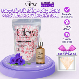Combo 300Gr Sáp Dừa Hồng + Sữa Dừa Bám Lông Tốt GLOWWAXING + Mỡ Trăn Nguyên Chất 10ml CHE TÊN