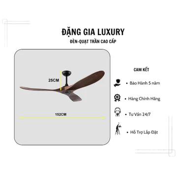 Quạt trần, quạt trần trang trí loại I - 3 cánh gỗ hiện đại sang trọng cho chung cư,phòng khách,khách sạn,quán cafe,sapa.