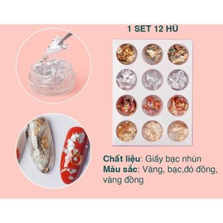 Set giấy bạc 12 ô , giấy nhún trang trí móng