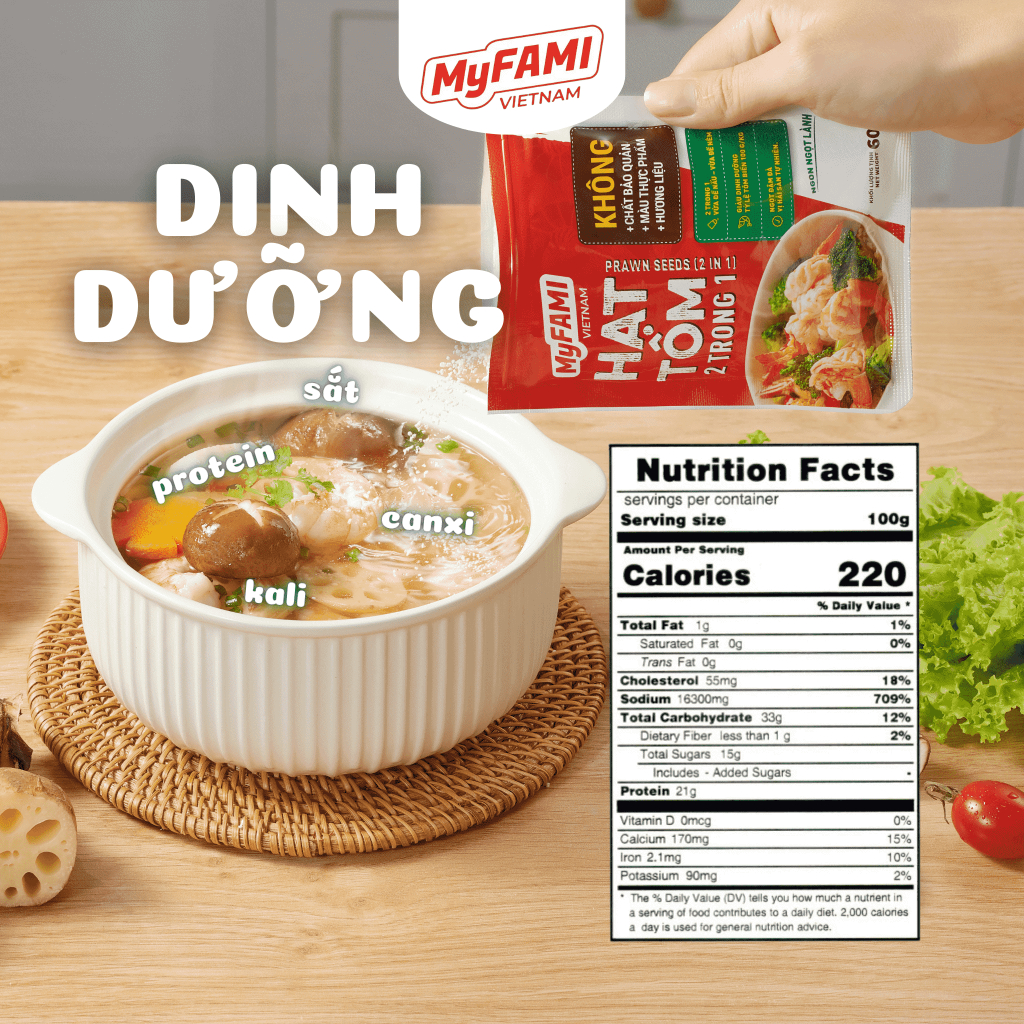 Combo 4 gói 60G Gia Vị Nấu Ăn Hạt Tôm MyFAMI, không chất bảo quản - màu thực phẩm - hương liệu