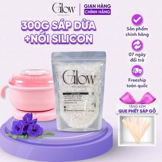Nồi Điện Silicon Chống Dính + 300g Sáp Wax Lông Sữa Dừa Cao Cấp GLOW WAXING Tặng Que Gỗ -1092