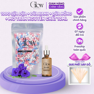 Combo 100Gr Sáp Galaxy Siêu Bám Lông GLOW WAXING + Mỡ Trăn Nguyên Chất 100% 10ml Tặng Que CHE TÊN