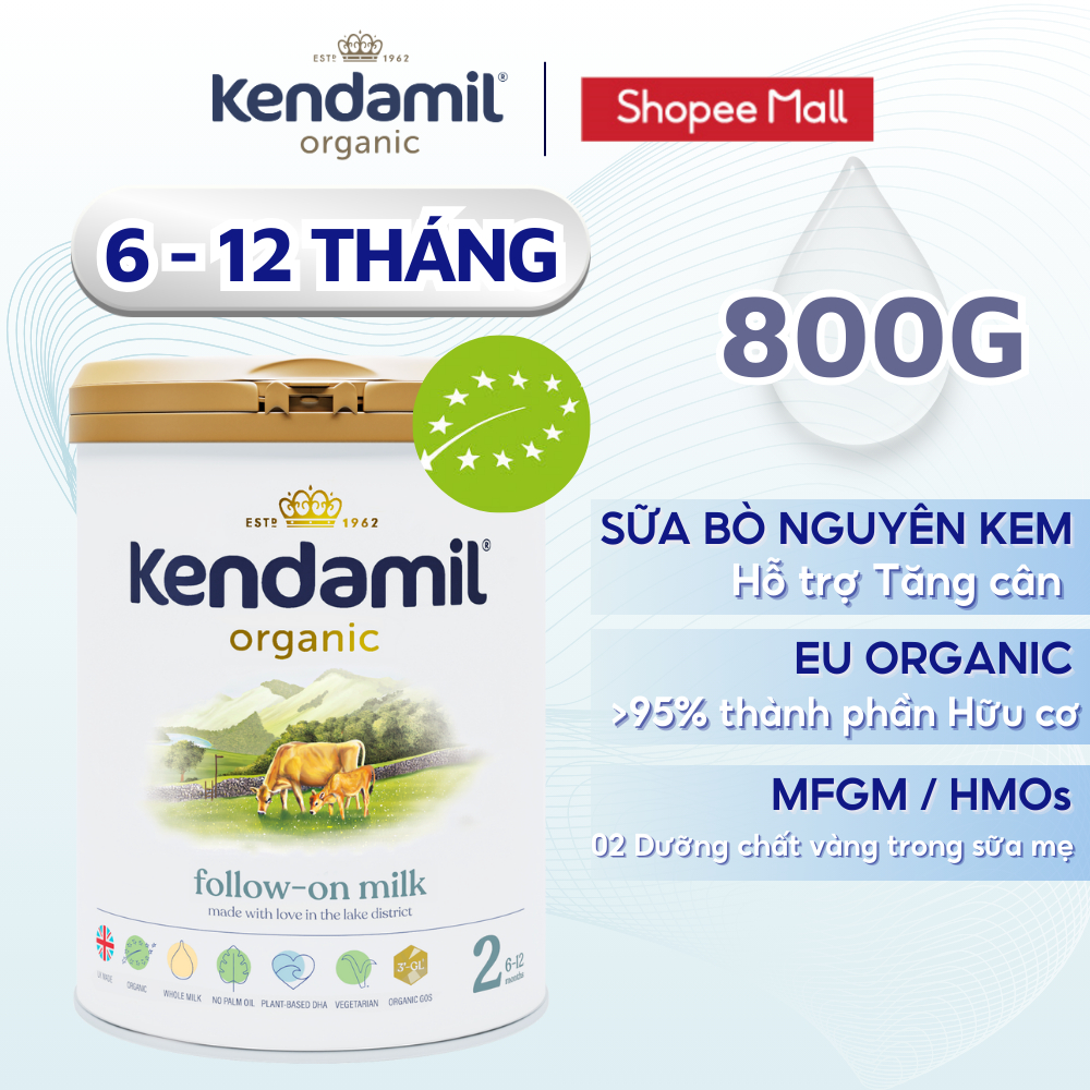Ảnh Sữa Công Thức Hữu Cơ Kendamil Organic chứa HMOs Số 2 (800g) - Sữa Bột Nguyên Kem dinh dưỡng tối ưu 1