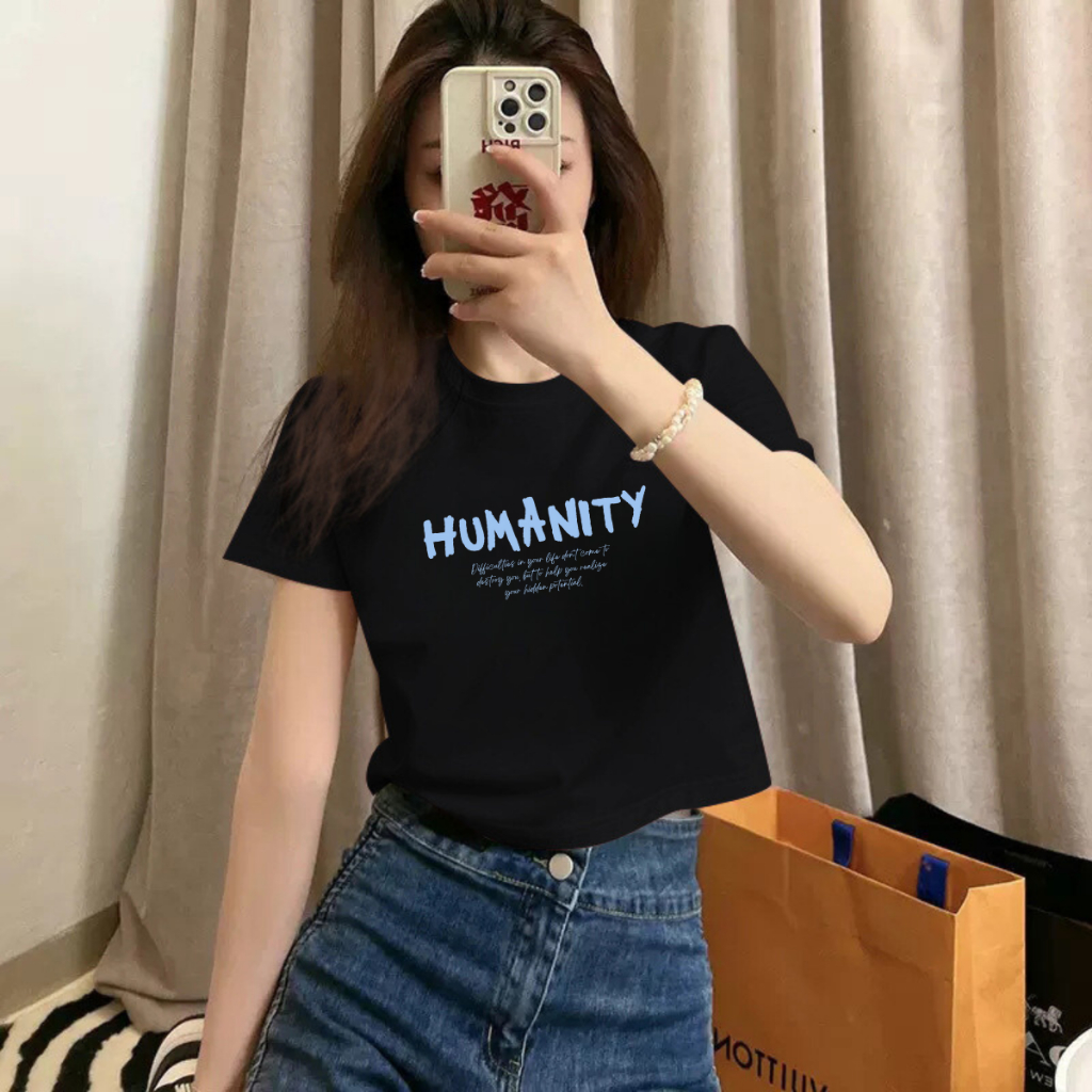 Ảnh Áo croptop nữ LOZA 'Humanity' form ôm - Áo thun croptop nữ LOZA CR7551 4