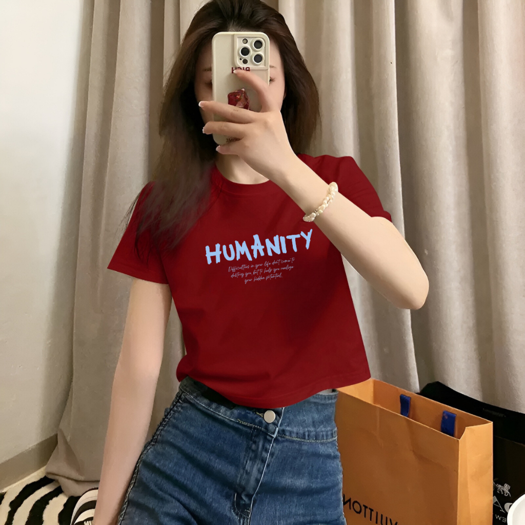 Ảnh Áo croptop nữ LOZA 'Humanity' form ôm - Áo thun croptop nữ LOZA CR7551 1
