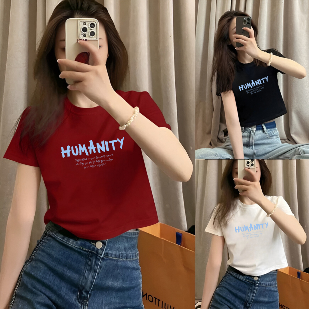 Ảnh Áo croptop nữ LOZA 'Humanity' form ôm - Áo thun croptop nữ LOZA CR7551 2