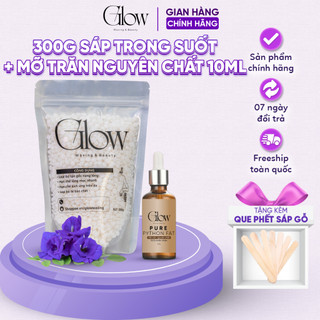 Combo 300Gr Sáp Wax Lông Trong Suốt GLOWWAXING Bám Lông Tốt + Mỡ Trăn Nguyên Chất 100%