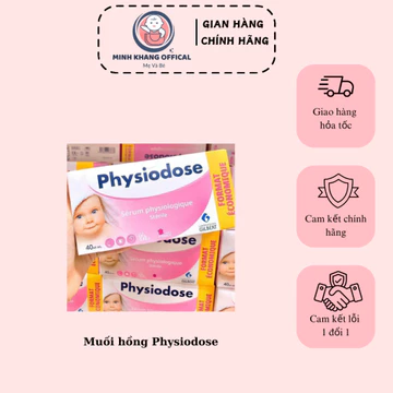 [Date 2028] Nước muối sinh lý Physiodose Pháp - hộp 40 ống x 5ml, vệ sinh mắt mũi miệng cho bé từ sơ sinh, gifrer hồng