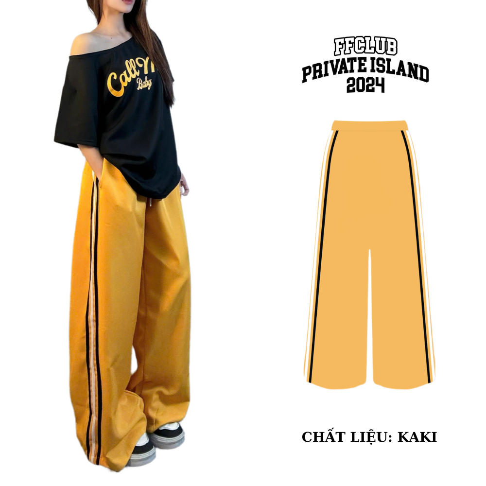 QUẦN PARACHUTE ỐNG RỘNG KAKI JEAN FORM SUÔNG MIX