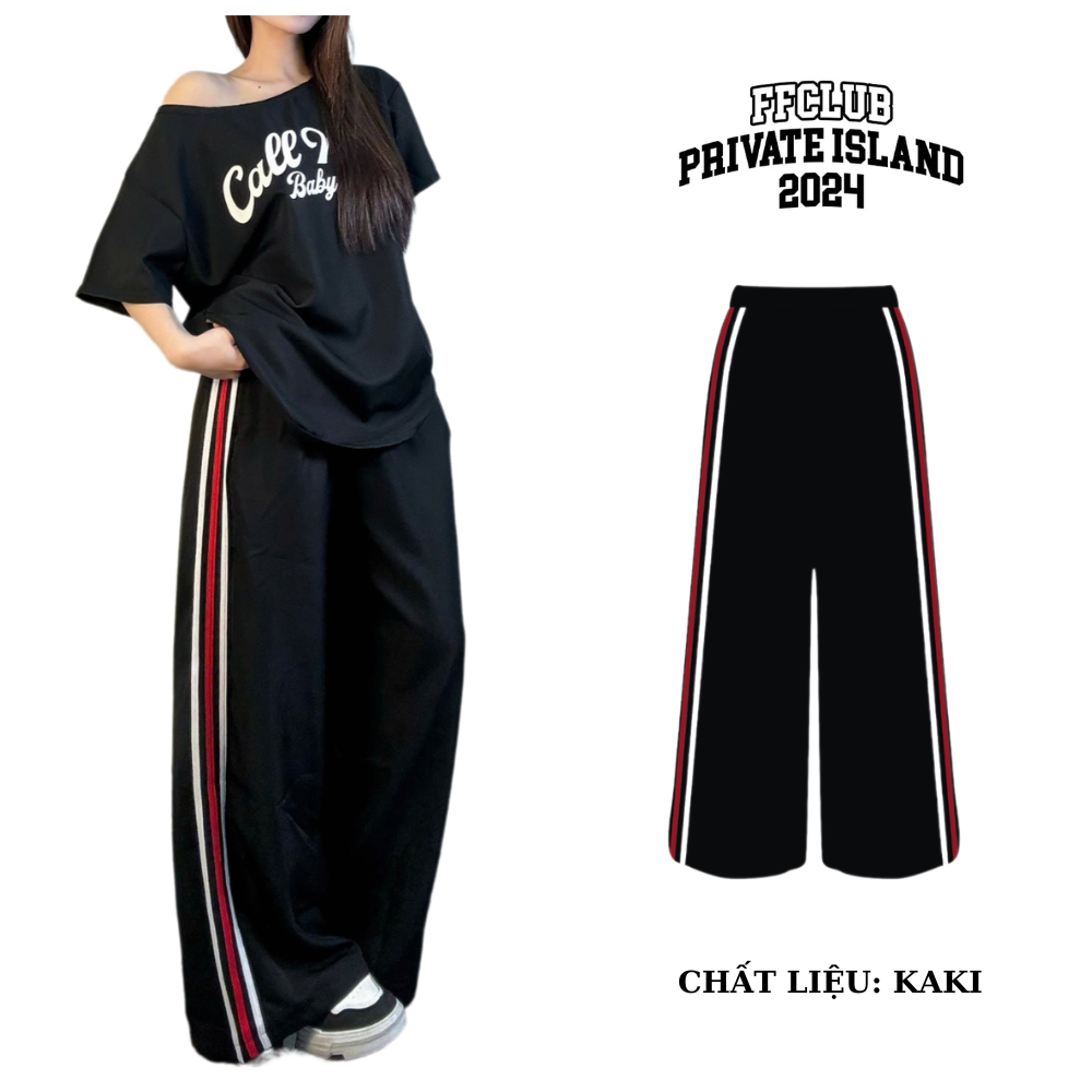 QUẦN PARACHUTE ỐNG RỘNG KAKI JEAN FORM SUÔNG MIX