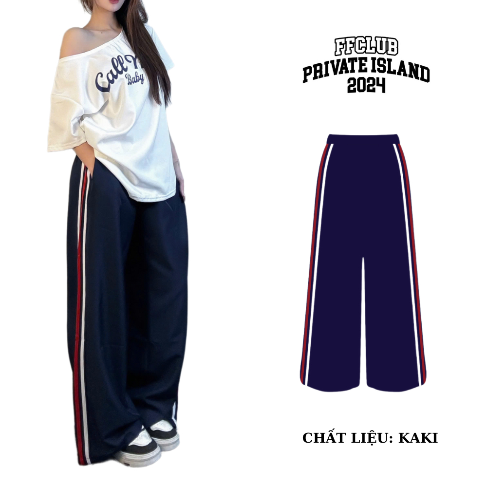 QUẦN PARACHUTE ỐNG RỘNG KAKI JEAN FORM SUÔNG MIX