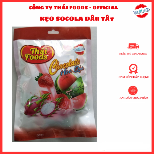 Kẹo Sô cô la hình dâu Tây Thái Foods, lọ tròn 50 chiếc, thùng 24 lọ (1 lọ)