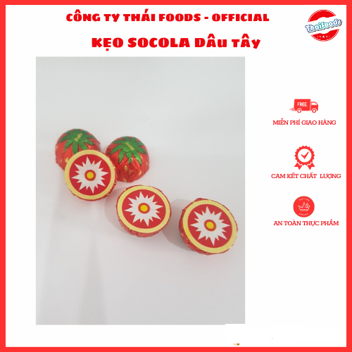 Kẹo Sô cô la hình dâu Tây Thái Foods, lọ tròn 50 chiếc, thùng 24 lọ (1 lọ)