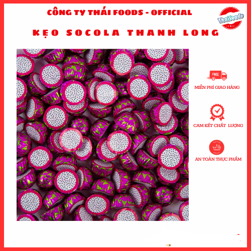Lọ 50 viên kẹo Socola hình Thanh Long thương hiệu Thái Foods, kẹo trẻ em