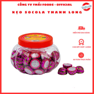 Lọ 50 viên kẹo Socola hình Thanh Long thương hiệu Thái Foods, kẹo trẻ em