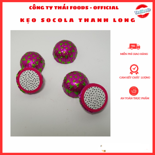 Lọ 50 viên kẹo Socola hình Thanh Long thương hiệu Thái Foods, kẹo trẻ em