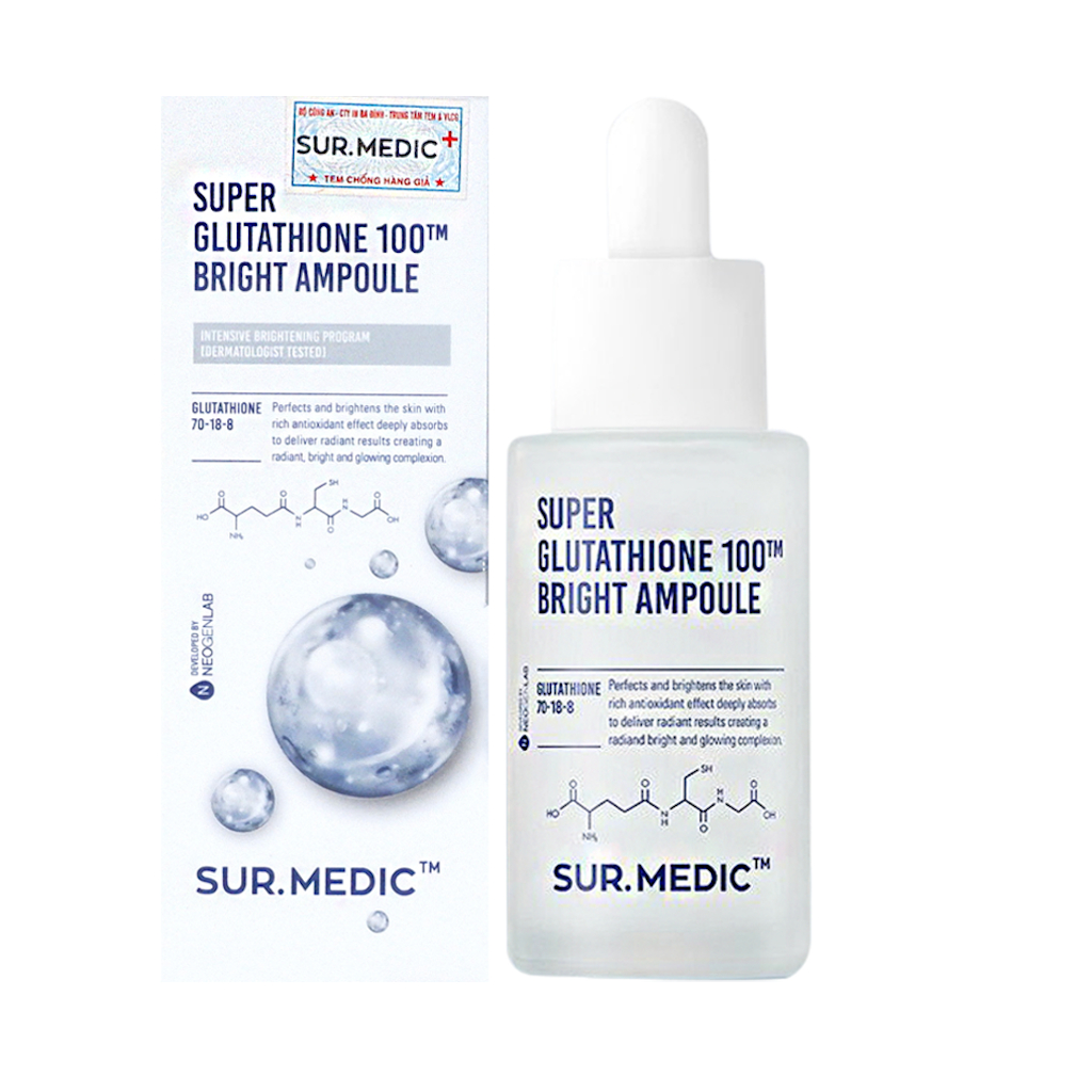 Tinh chất Serum Sur.Medic Super Glutathione 100 Bright Ampoule Dưỡng Trắng  Mờ Thâm 32ml