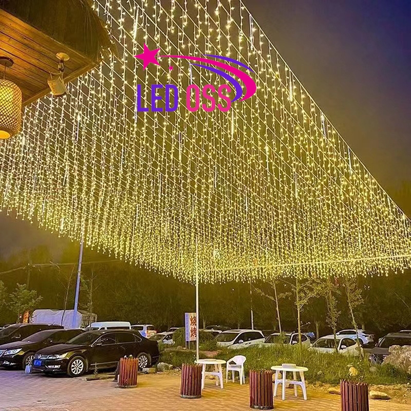 Đèn led mành thả rủ 6m 8m 12m 16m sợi trang trí sảnh, ban công, đèn ...