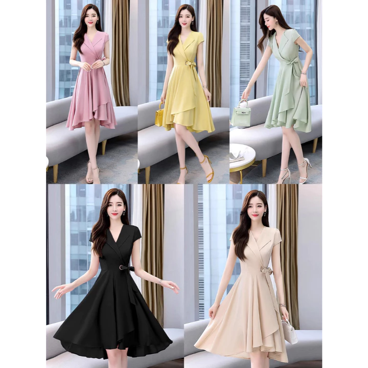 đầm xòe cổ vest cột nơ eo mã 2114 đầm xinh đầm đi chơi đầm đi dạo đầm dự tiệc váy xinh váy đi chơi váy cổ vest