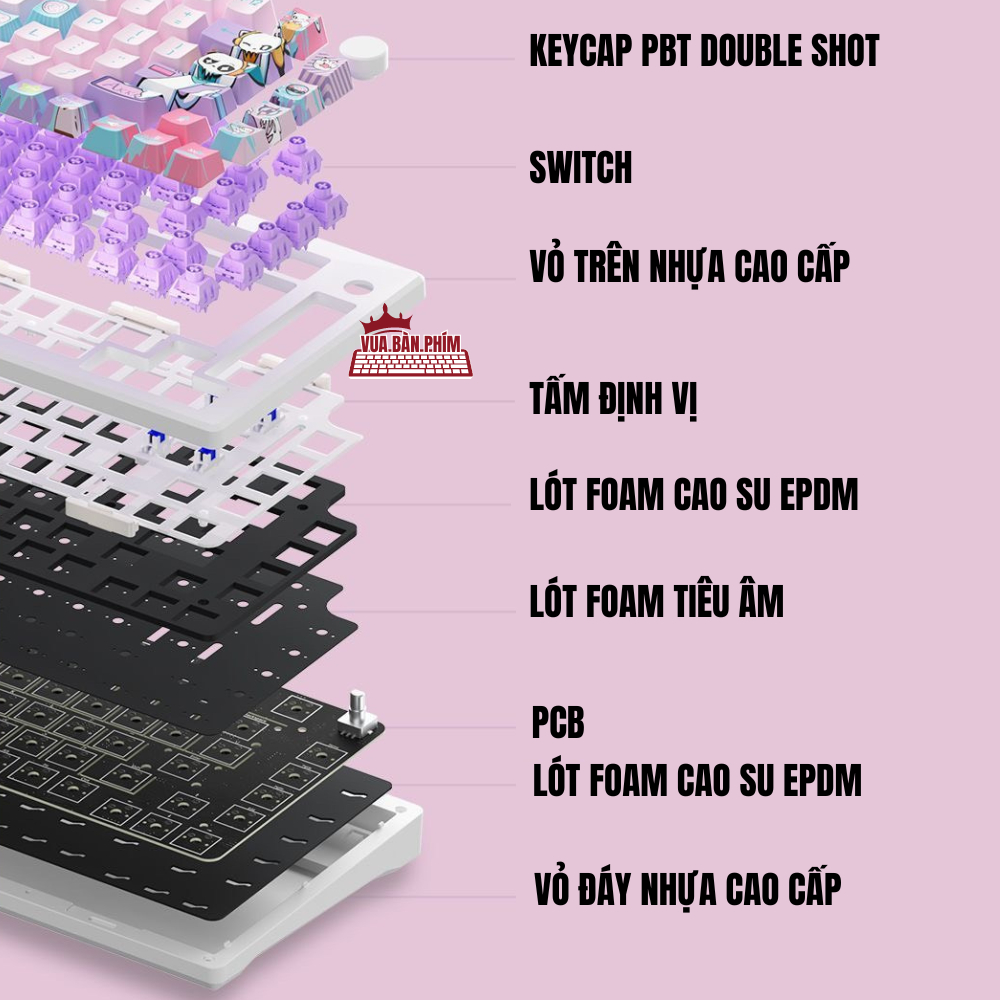[Hàng Sẵn] Bàn phím cơ không dây Akko Mod007 | mod007 mạch xuôi, núm xoay, gasket mount, keycap PBT doubleshot | BigBuy360 - bigbuy360.vn