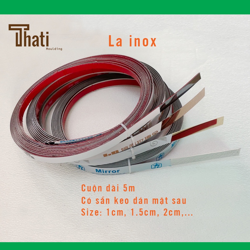 Nẹp la inox, la inox dán tường có keo sẵn, cuộn 5m | Shopee Việt Nam