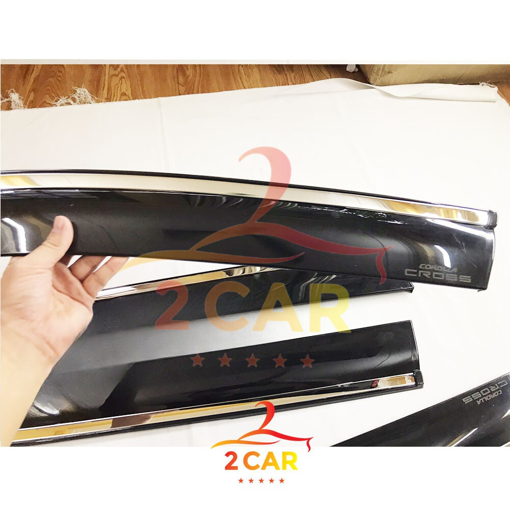 Vè che mưa xe Toyota Corolla CROSS 2020 - 2021 - 2022- 2023-2024 viền chỉ INOX cao cấp