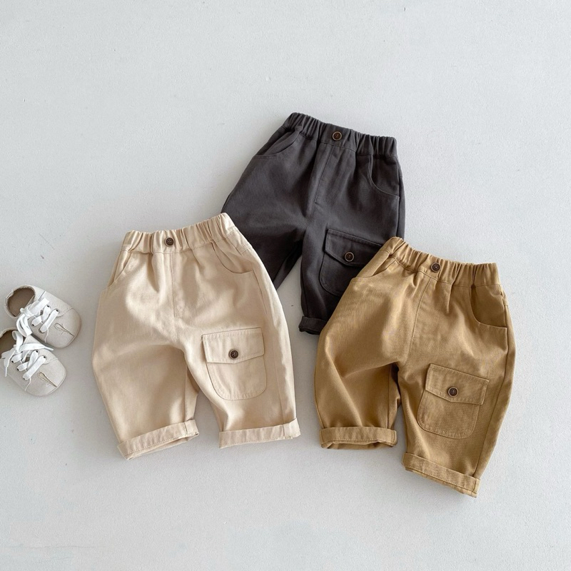 (ORDER) Quần chun kaki túi cúc hộp một bên lệch dành cho bé trai