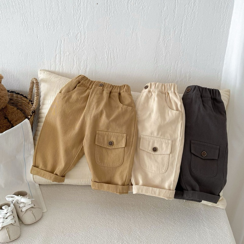 (ORDER) Quần chun kaki túi cúc hộp một bên lệch dành cho bé trai