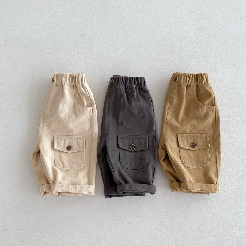 (ORDER) Quần chun kaki túi cúc hộp một bên lệch dành cho bé trai