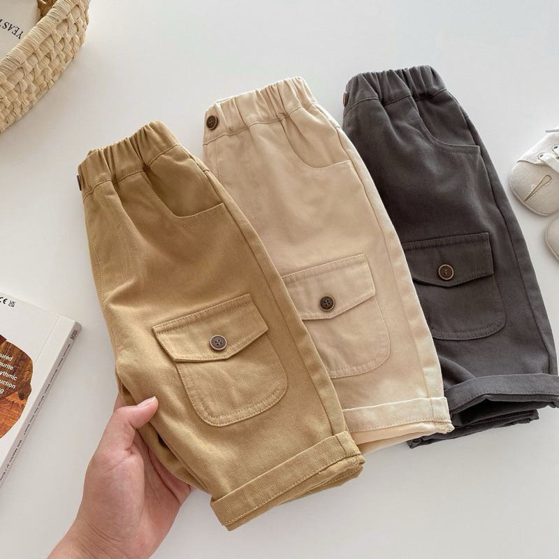 (ORDER) Quần chun kaki túi cúc hộp một bên lệch dành cho bé trai
