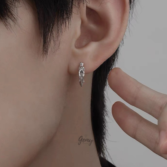 Khuyên tai tròn nam bạc 925 thiết kế hình con rồng cực ngầu unisex, Dragon (1 chiếc) | GEMY SILVER KN126