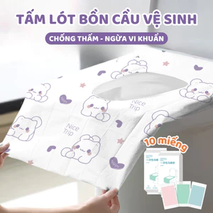 Set 10 Miếng Giấy Lót Bồn Cầu Dùng 1 Lần Tự Phân Hủy Chống Thấm Nước Dính Chắc Chắn Vô Trùng Sạch Sẽ