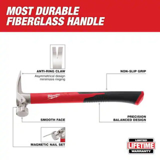 Búa Milwaukee 48-22-9316 19oz, búa đầu tròn vuốt lai mặt trơn