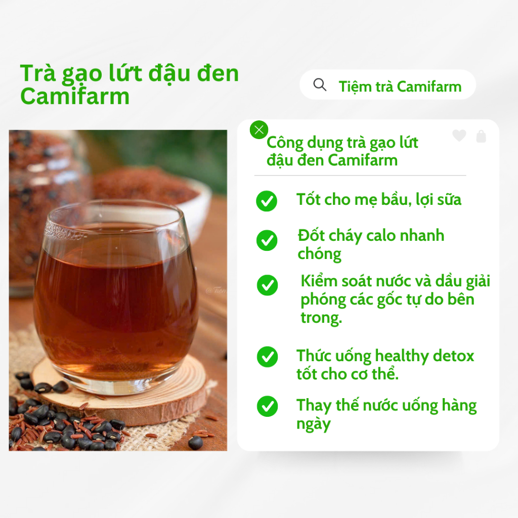 Ảnh Trà gạo lứt đậu đen Camifarm gạo lứt huyết rồng đậu đen xanh lòng thanh nhiệt lợi sữa tốt cho mẹ và bé 1