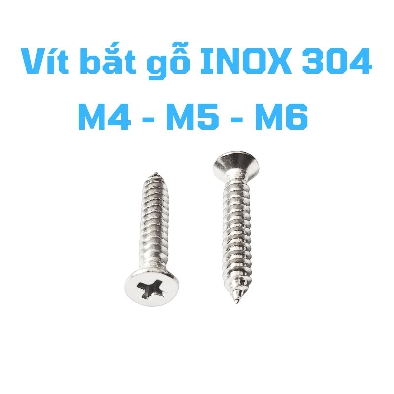 Vít đầu bằng, vít bắt gỗ, vít tắc kê Inox 304, M4-M5-M6. | Shopee Việt Nam