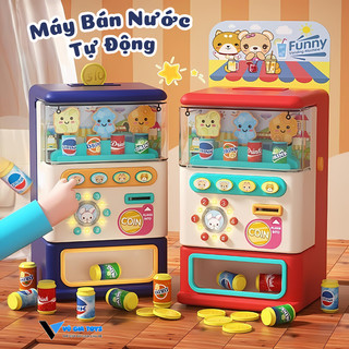 Máy Bán Nước Tự Động Cho Bé Full Hiệu Ứng Nhạc, Đèn, Làm Hộp Tiết Kiệm, Tặng Kèm Đồng Xu Và Lon Nước - Đồ Chơi Cho Bé