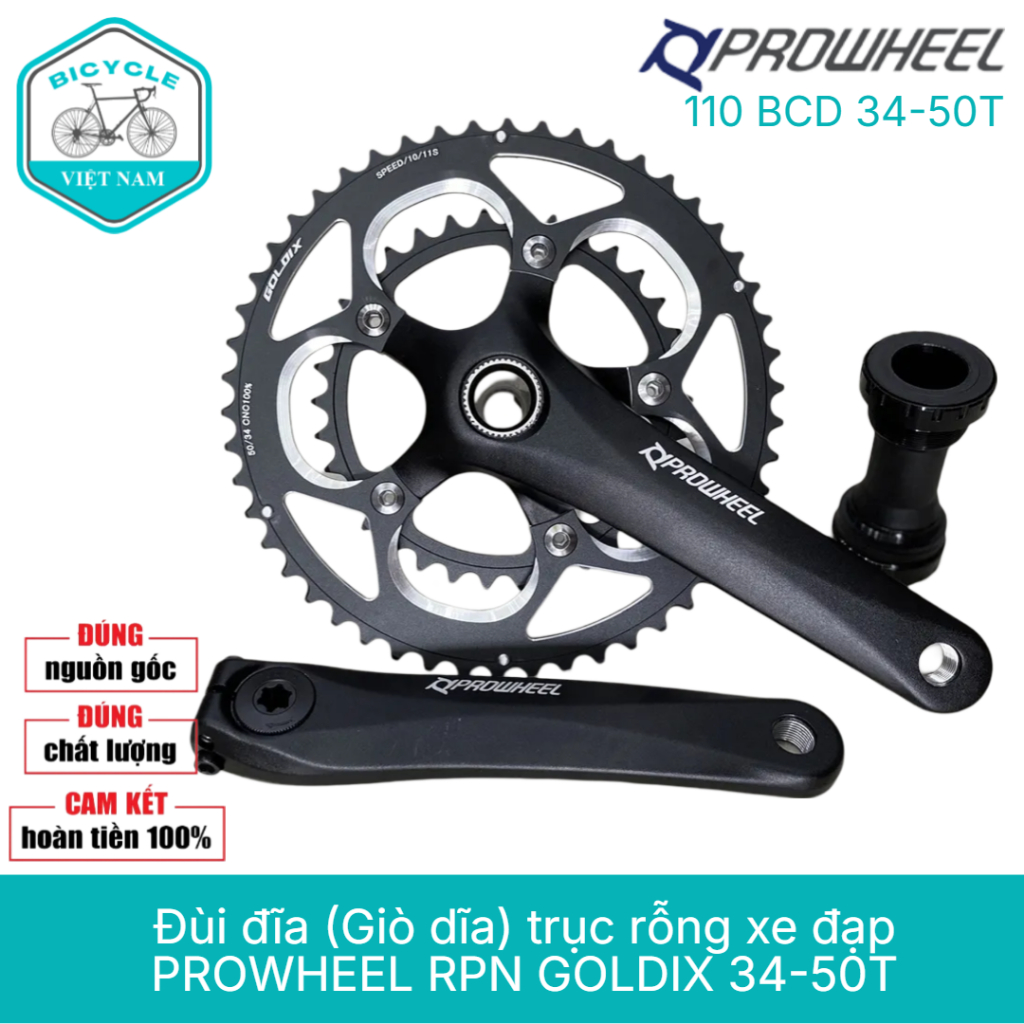 Đùi Đĩa (Giò Dĩa) Rỗng Xe Đạp 2 Tầng PROWHEEL RPN GOLDIX 34-50T – Nhôm ...