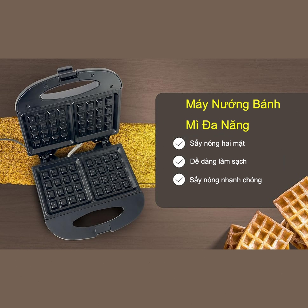 Máy Nướng Bánh Waffle Aimi Máy Làm Bánh Kẹp Nướng Bánh Waffle Tiện Lợi Dễ Sử Dụng