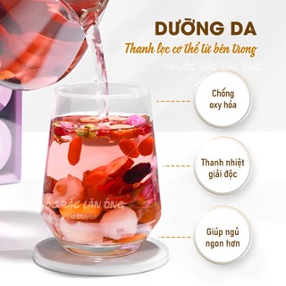 5-10 Set trà hoa hỗ trợ trắng da, set trà thảo mộc gồm Táo đỏ, bạch linh, dâu tằm, hoa hồng, bách hợp