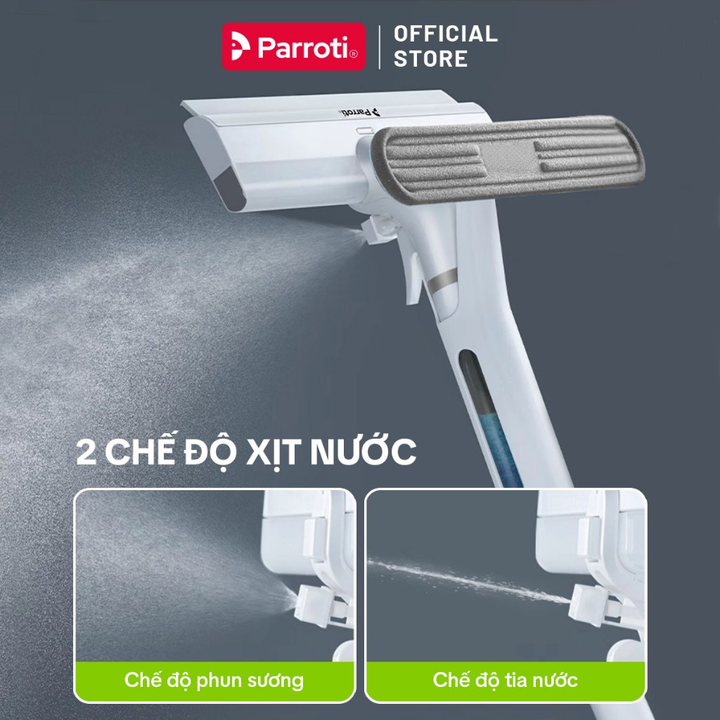 Ảnh Cây Lau Kính Thông Minh 4 Trong 1, Có Phun Sương, Gạt Nước, Thu Nước Bẩn, Cán Nhôm Độ Dài Linh Hoạt Parroti Shiny SN04 2