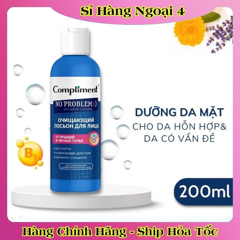 Toner Compliment No Problem 200ml chứa BHA giúp làm sạch sâu, kiềm dầu, giảm viêm, giảm mụn của Nga