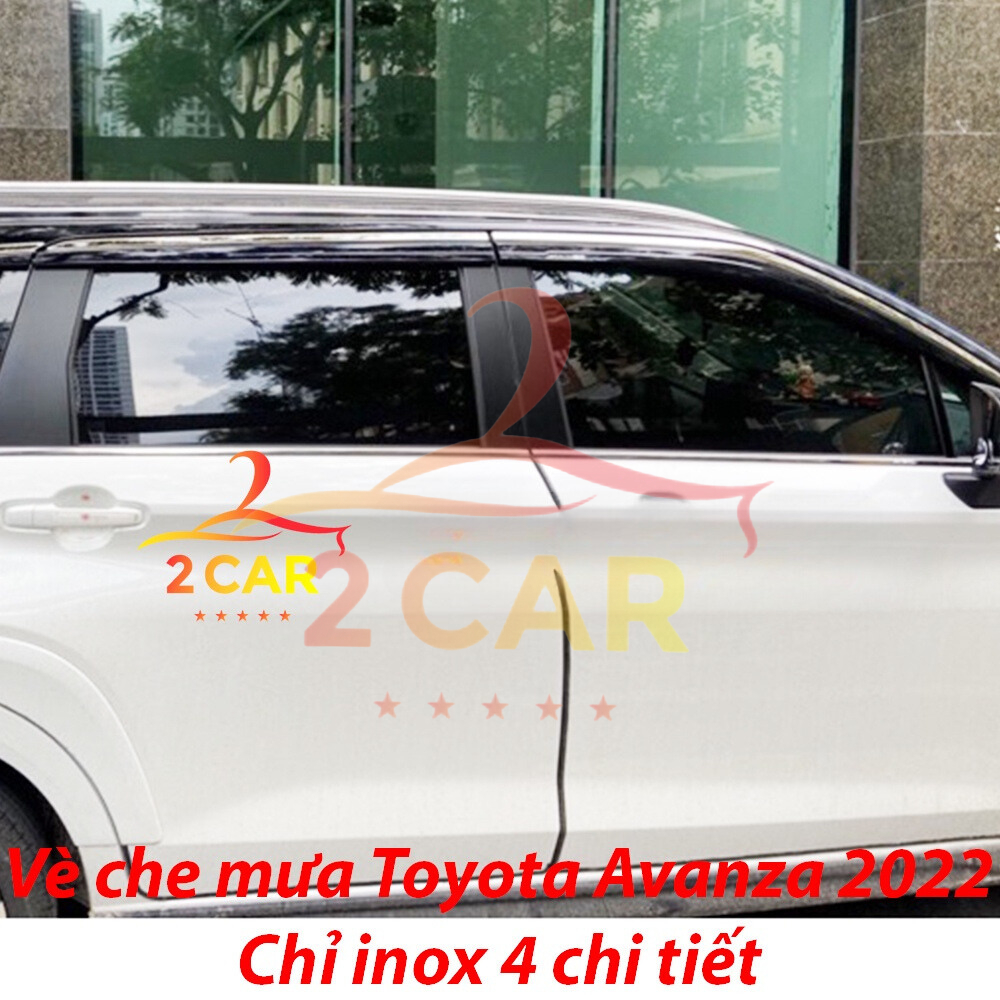Vè che mưa, viền chắn mưa xe Toyota Veloz 2022 2023 2024  loại chỉ Inox 4 chi tiết cao cấp