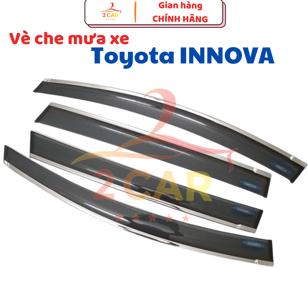 Vè che mưa chỉ INOX xe Toyota Innova 2006 - 2024, 2025 Hàng cao cấp - Giá 1 bộ