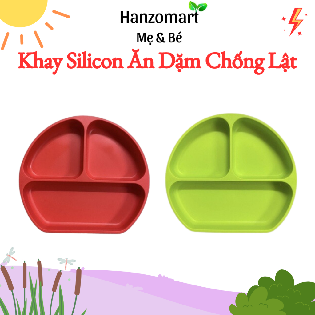Khay silicon chống lật chống đổ siêu dính cho bé ăn dặm