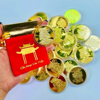 ⭐LỘC BÀ⭐ Đồng Xu Bà Chúa Châu Đốc Mạ Vàng , Rước Tài Lộc Làm Ăn Phát Tài , Kèm túi Cầu Được Ước Thấy