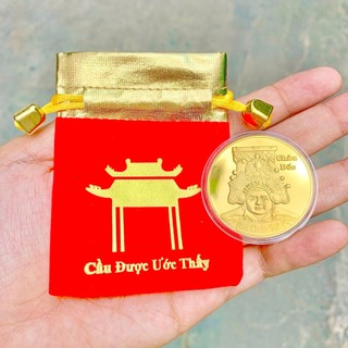 ⭐LỘC BÀ⭐ Đồng Xu Bà Chúa Châu Đốc Mạ Vàng , Rước Tài Lộc Làm Ăn Phát Tài , Kèm túi Cầu Được Ước Thấy