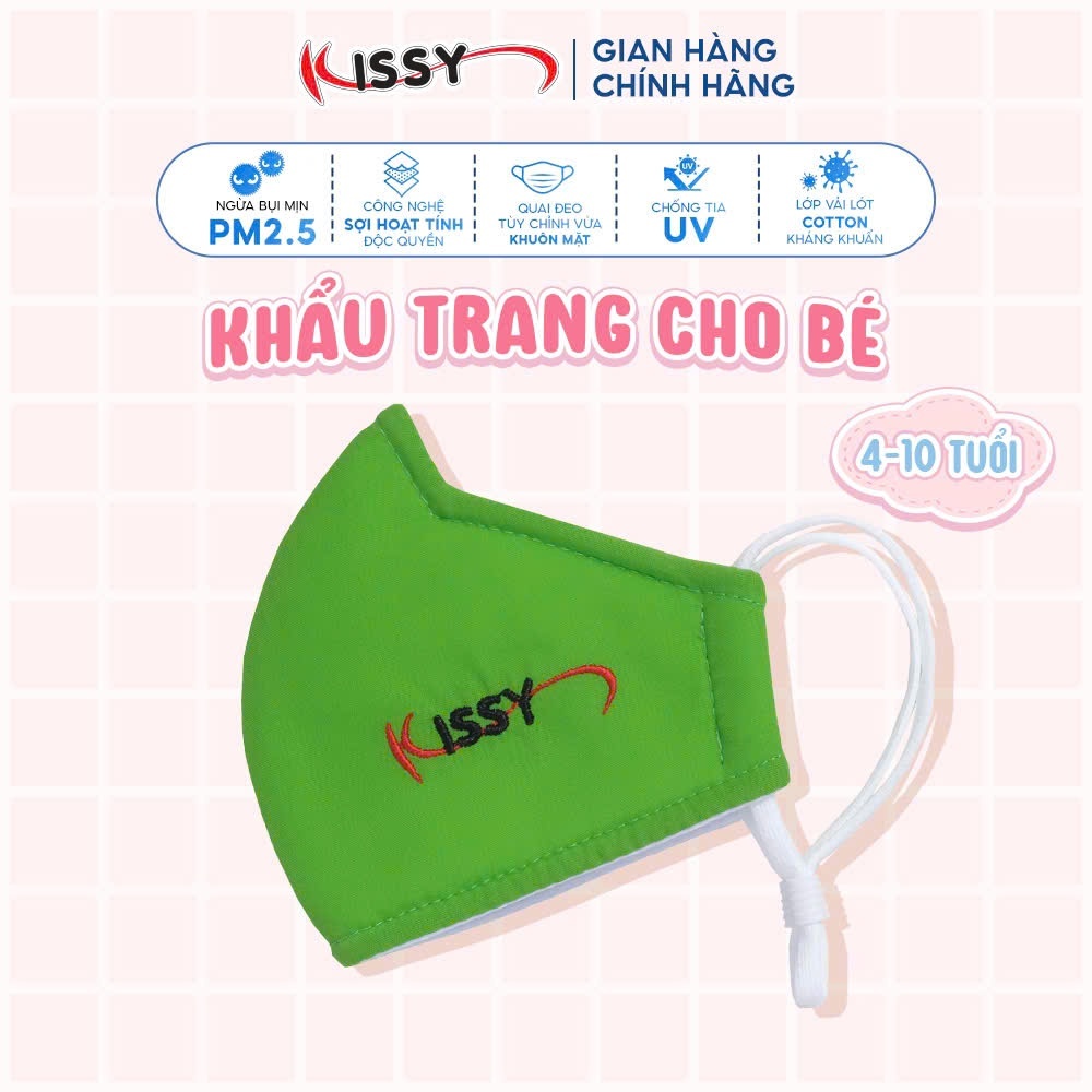Ảnh Khẩu Trang Kissy 5D Trẻ Em 4 Đến 10 Tuổi Chống Nắng Và Bụi Mịn Hiệu Quả Họa Tiết Trơn Chống Tia UV 4