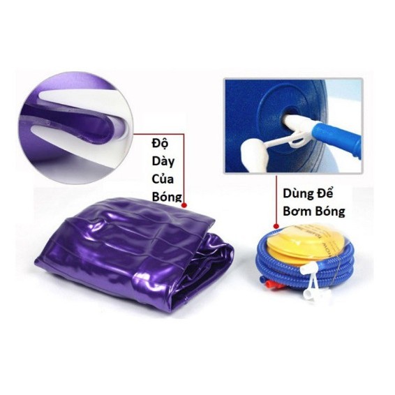 Ảnh KHÔNG KÈM BƠM BG Bóng Tập Yoga Nhiều Màu Cao Cấp TÍM-XANH-HỒNG-XÁM 2