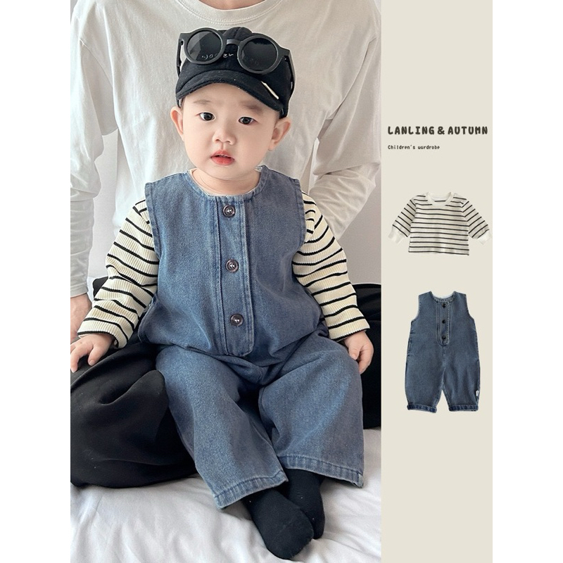 (Sẵn 100) Yếm quần dài cho bé trai - bé gái hàng quảng châu mùa hè - thu - đông phong cách Hàn Quốc cho bé từ 5-15kg